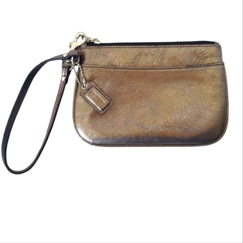 Coach Leatherware Bronze Metallic Wristlet - 6.5" L x 4.75" H x 1" D